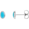 Natural turquoise oval bezel earrings in sterling silver