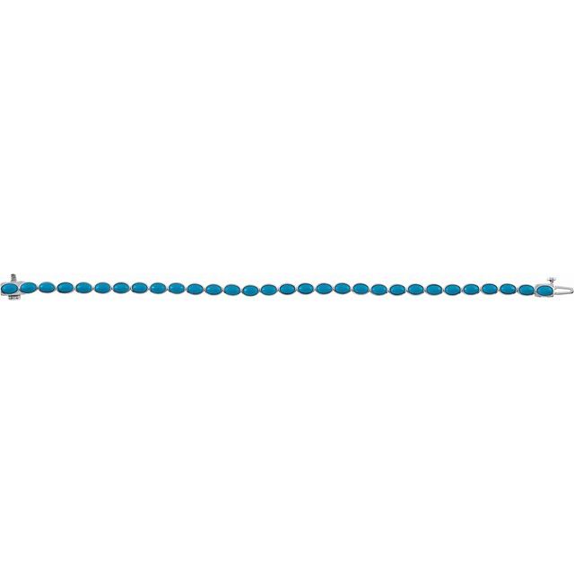 Natural turquoise line bracelet in sterling silver