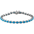 Natural turquoise line bracelet in sterling silver