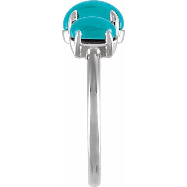 Natural turquoise statement cabochon ring in sterling silver