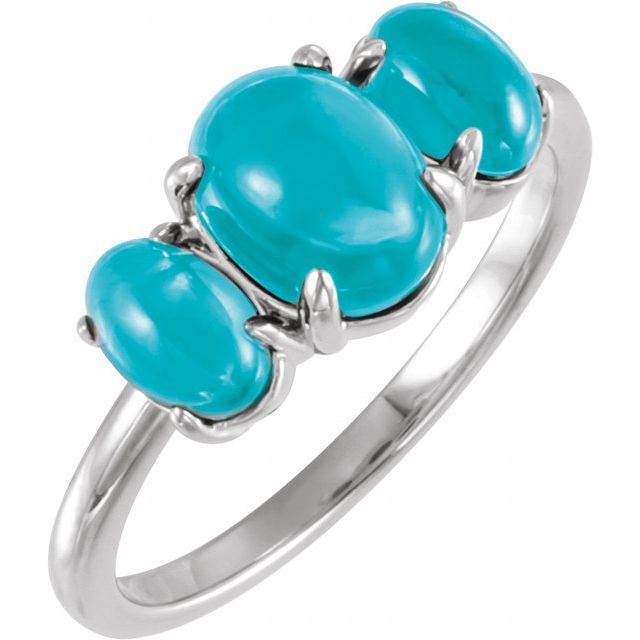 Natural turquoise statement cabochon ring in sterling silver