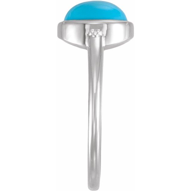 Beaded natural turquoise cabochon ring in sterling silver