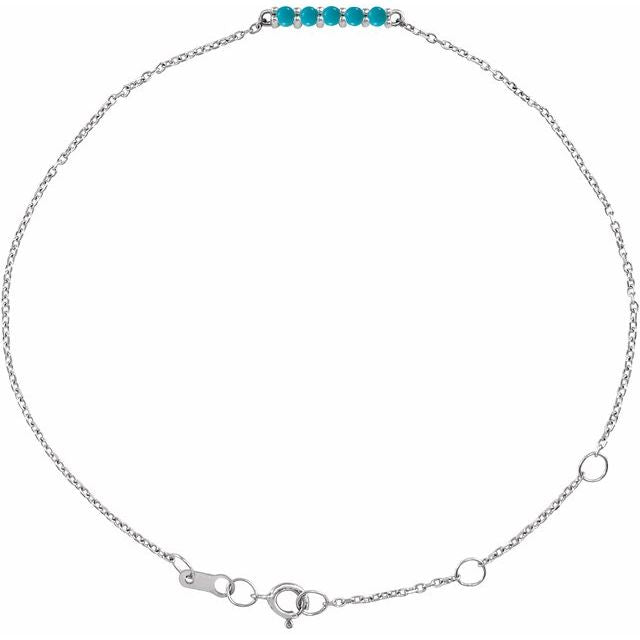 Natural turquoise bar bracelet in sterling silver