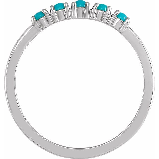 Natural turquoise stackable cabochon ring in sterling silver