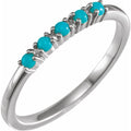 Natural turquoise stackable cabochon ring in sterling silver