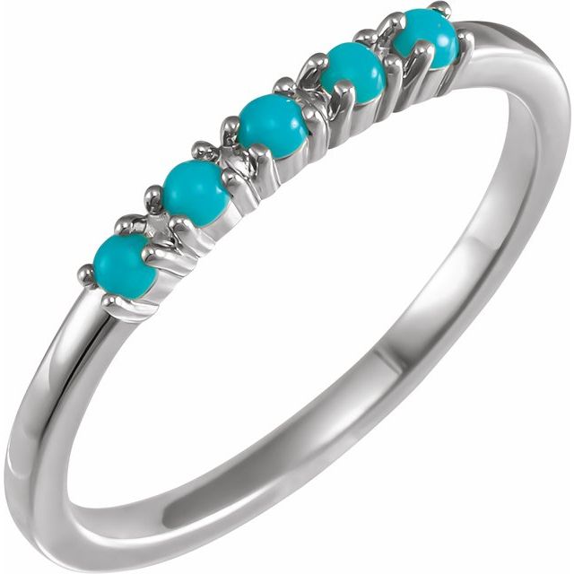 Natural turquoise stackable cabochon ring in sterling silver