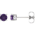 4 mm Natural Amethyst Stud Earrings