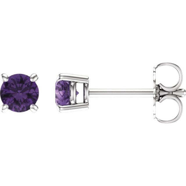 4 mm Natural Amethyst Stud Earrings
