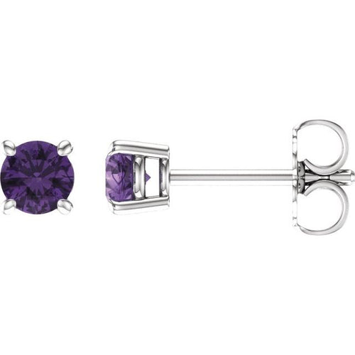 4 mm Natural Amethyst Stud Earrings