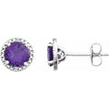 Natural Amethyst & Diamond Stud Earrings