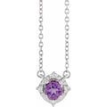 Natural Amethyst & Diamond Halo Necklace