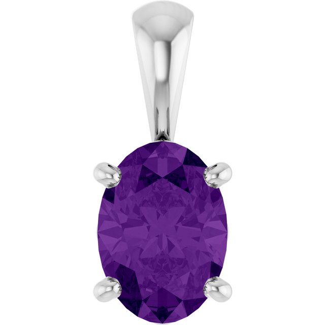 Natural Amethyst Solitaire Pendant