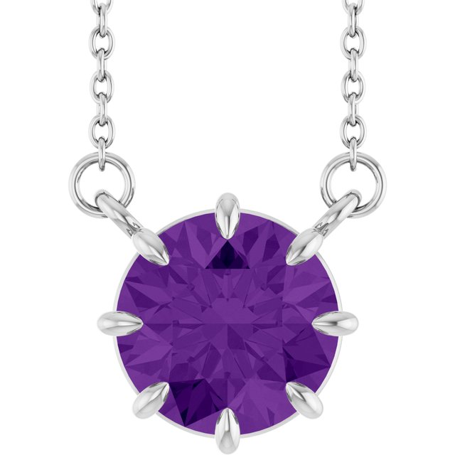 Natural Amethyst Solitaire Necklace