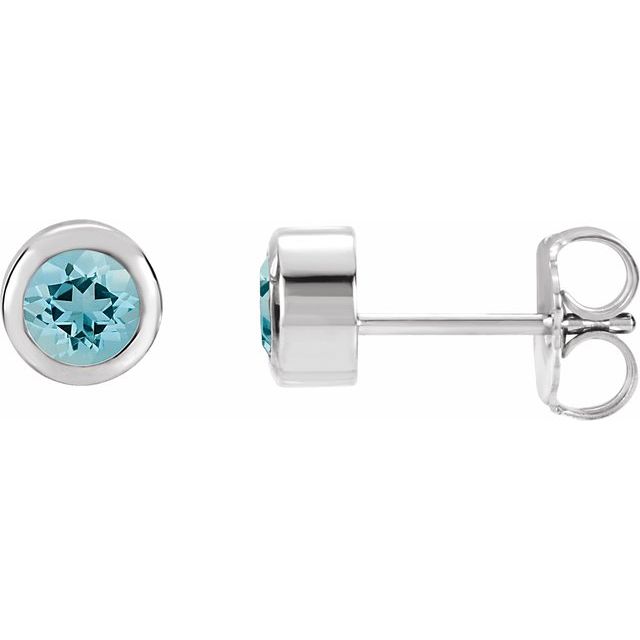 Natural Aquamarine Bezel-Set Stud Earrings