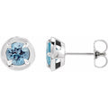 Natural Aquamarine Claw-Bezel Stud Earrings