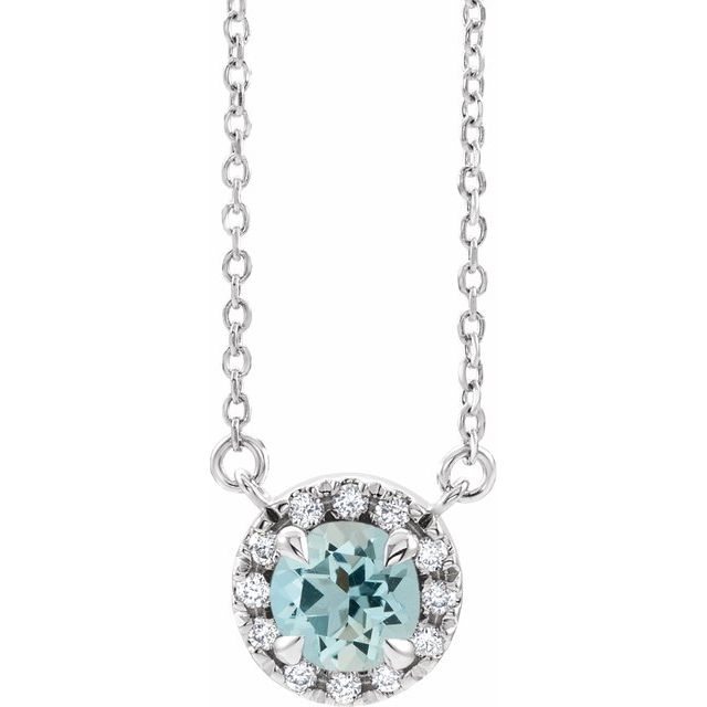 Natural Aquamarine & Diamond Necklace