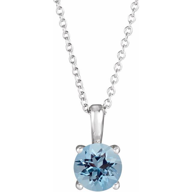Natural Aquamarine Solitaire Necklace