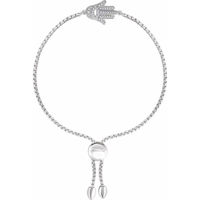 Natural Diamond Hamsa Bolo Bracelet