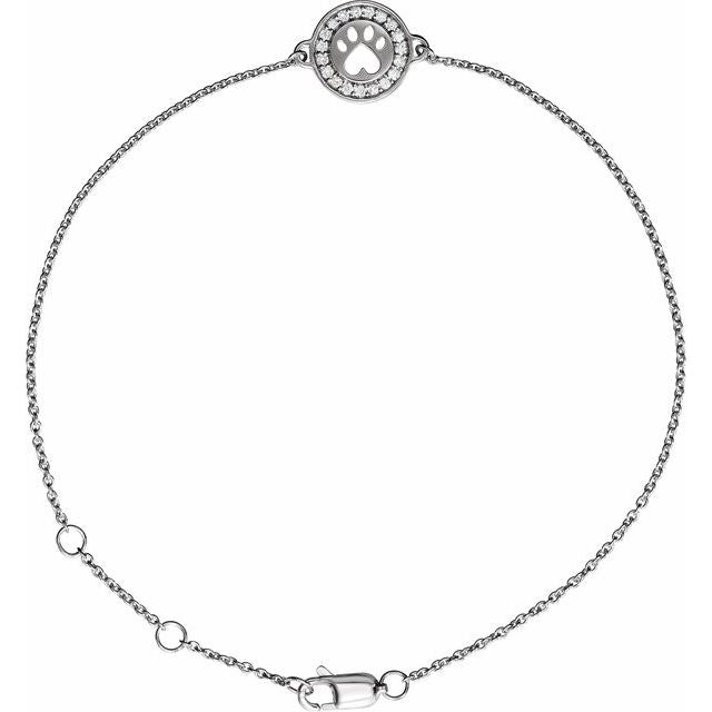 Natural Diamond Paw Bracelet