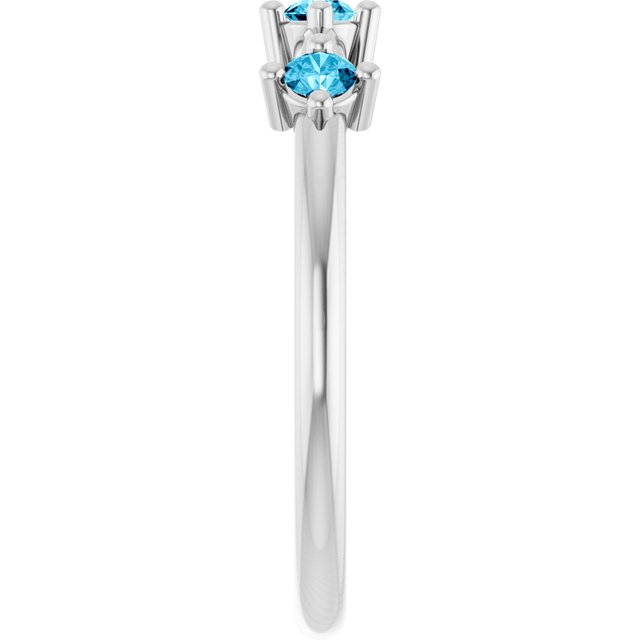 Natural aquamarine view 4 three-stone sterling silver ring