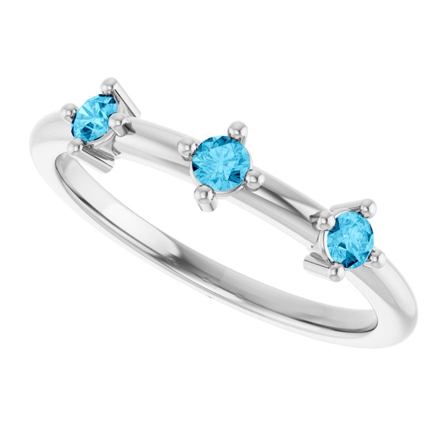 Natural aquamarine view 5 three-stone sterling silver ring