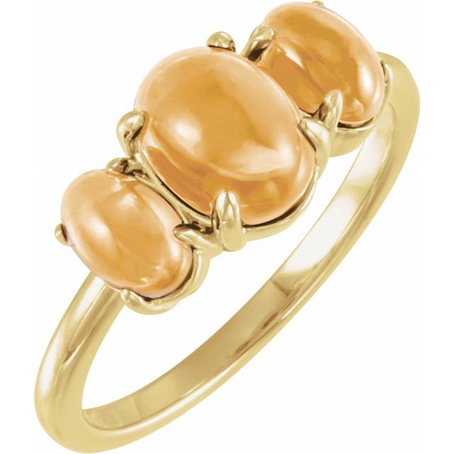 14K yellow gold natural citrine cabochon ring view 1