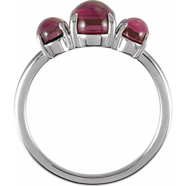 Sterling silver natural rhodolite garnet cabochon ring view 2