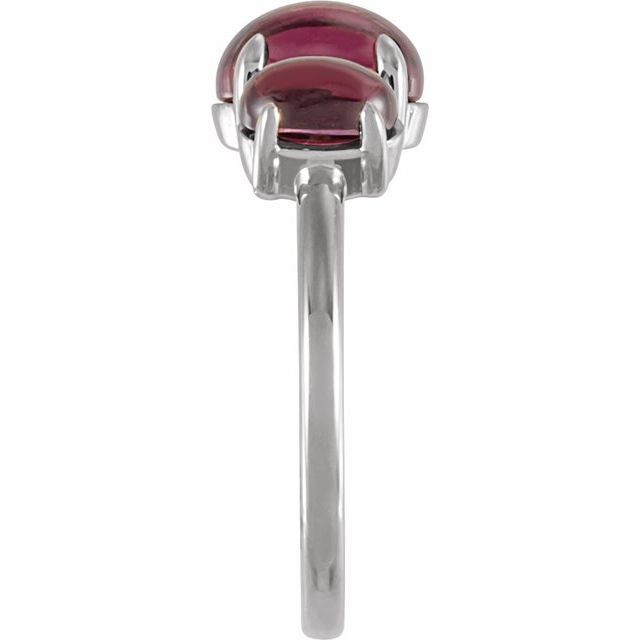 Sterling silver natural rhodolite garnet cabochon ring view 3