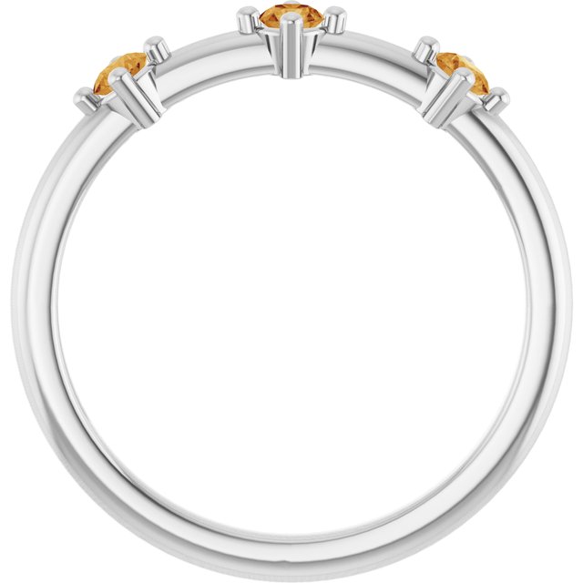 Natural citrine view 2 three-stone sterling silver ring