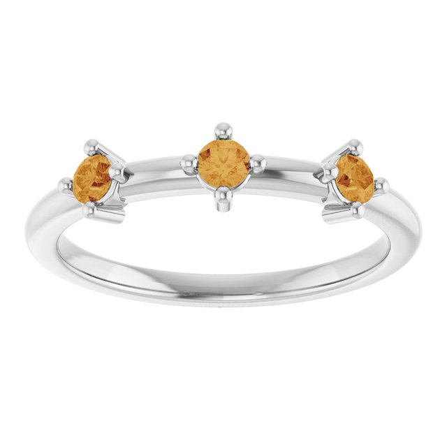 Natural citrine view 3 three-stone sterling silver ring