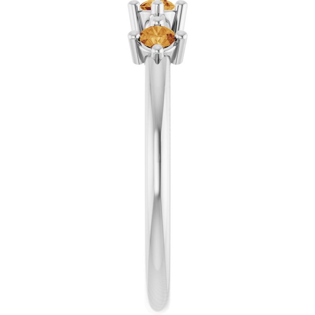 Natural citrine view 4 three-stone sterling silver ring