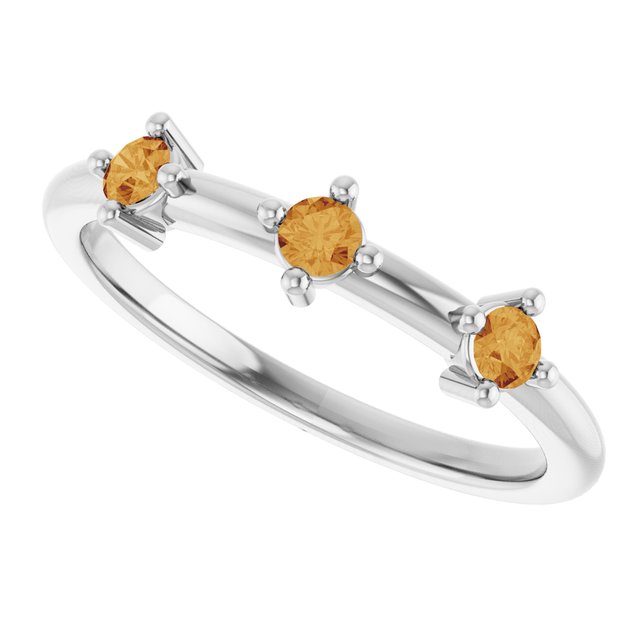 Natural citrine view 5 three-stone sterling silver ring