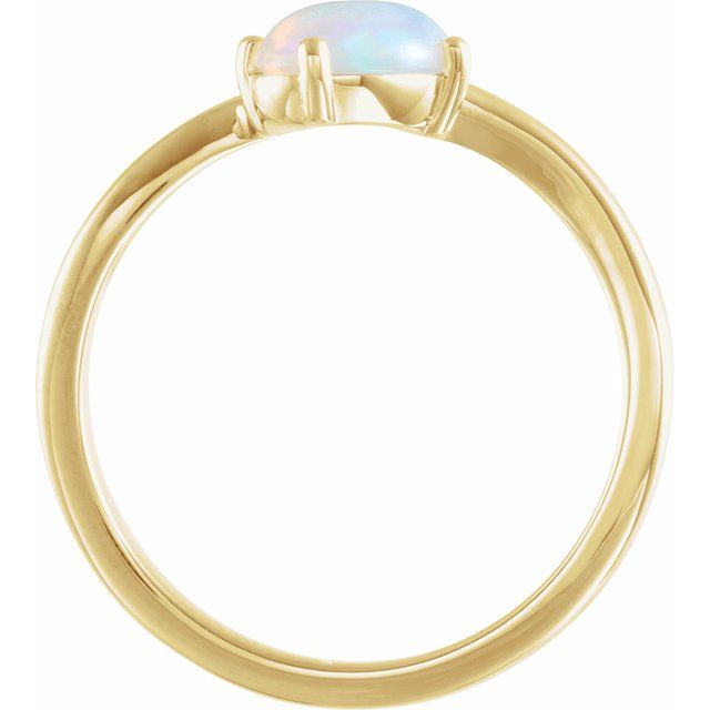 Natural Ethiopian opal and diamond bypass ring, 14K yellow gold side view