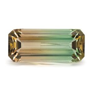 Exact 21.10 ct Natural Bi-Color Emerald Cut Tourmaline, emerald, step-cut