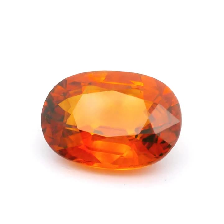 Earthborne ONE of ONE — exact 3.63 ct natural orange oval sapphire, reference 500122622; still from its original 360-degree video