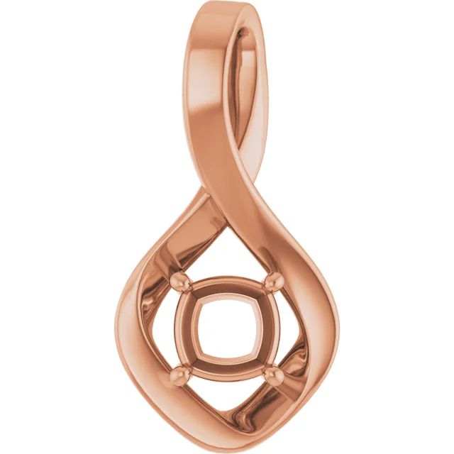 Cushion pendant mounting preview in rose metal