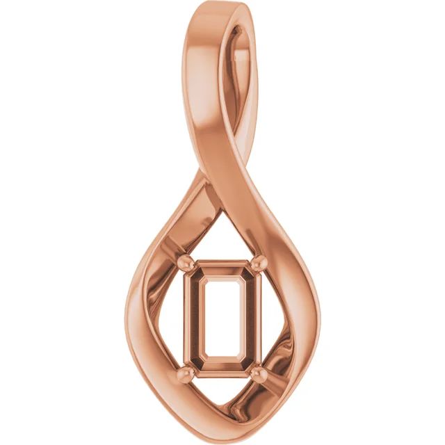 Emerald pendant mounting preview in rose metal