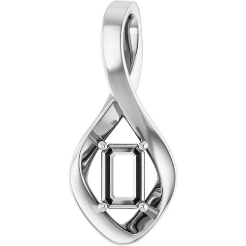 Emerald pendant mounting preview in white metal