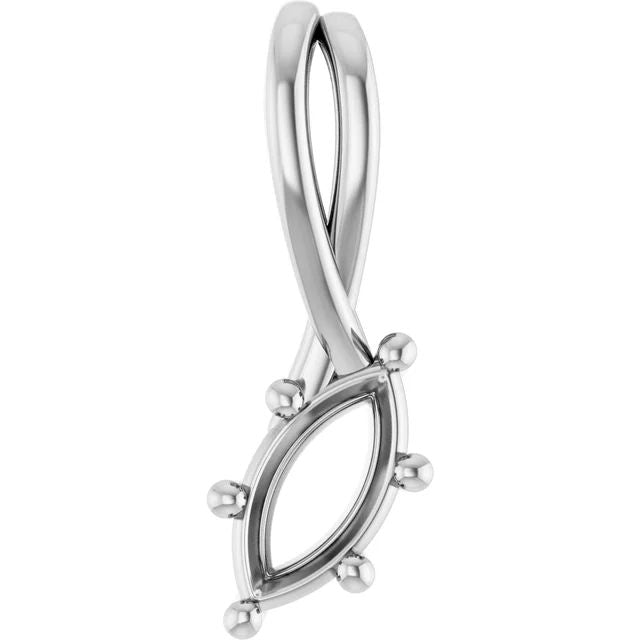 Marquise pendant mounting preview in white metal