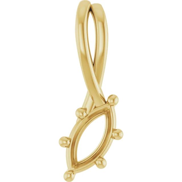 Marquise pendant mounting preview in yellow metal