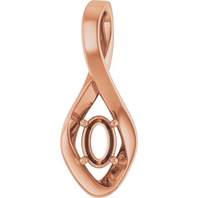 Oval pendant mounting preview in rose metal