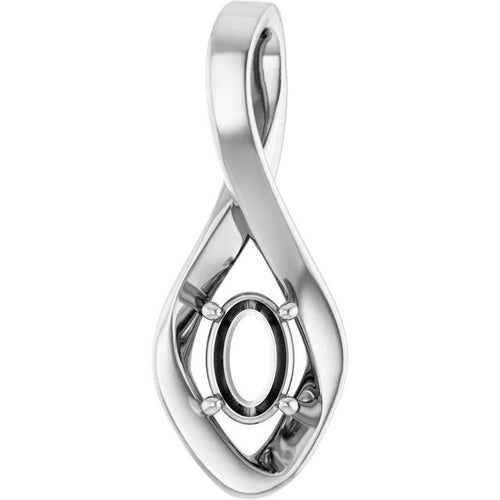Oval pendant mounting preview in white metal