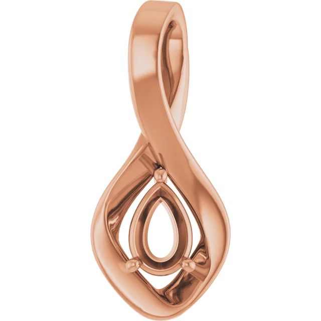 Pear pendant mounting preview in rose metal