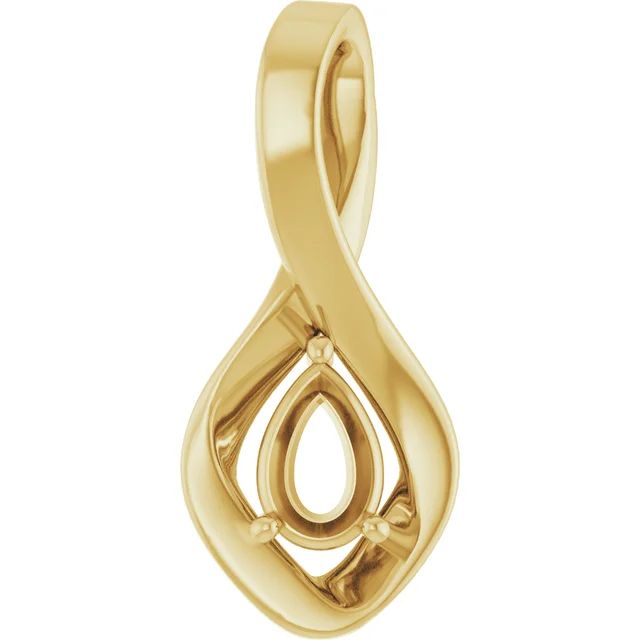 Pear pendant mounting preview in yellow metal