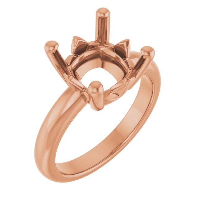 Cushion ring mounting preview in rose metal