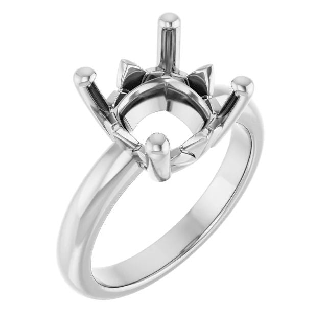 Cushion ring mounting preview in white metal