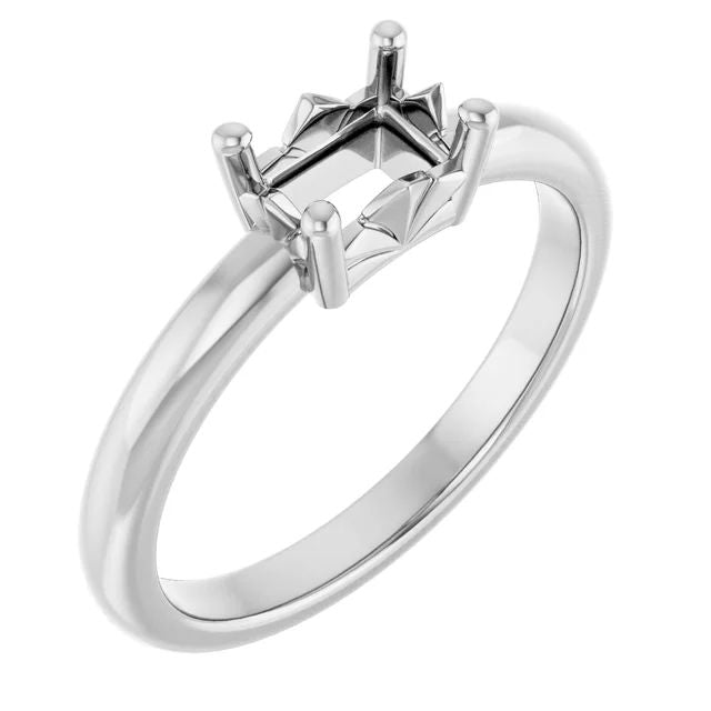 Emerald ring mounting preview in white metal