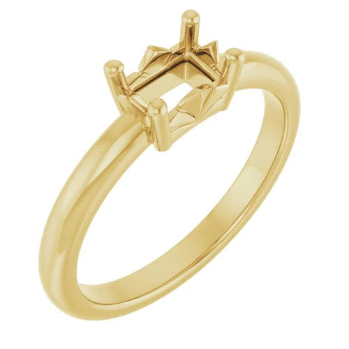 Emerald ring mounting preview in yellow metal