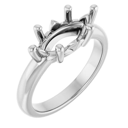 Marquise ring mounting preview in white metal