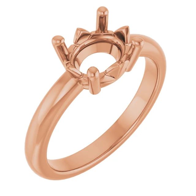 Oval ring mounting preview in rose metal
